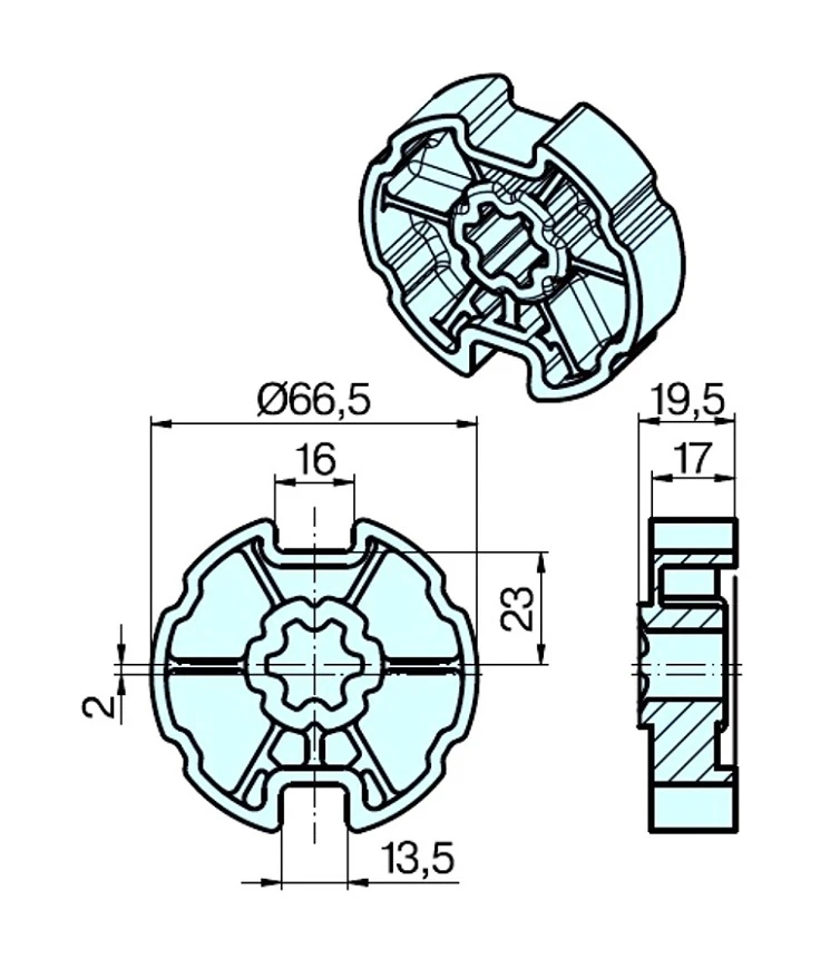 Adapterset für Nutwelle Forjas 70 für Rohrmotoren Becker Baureihe R Serie