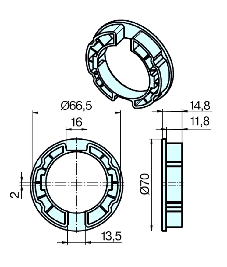 Adapterset für Nutwelle Forjas 70 für Rohrmotoren Becker Baureihe R Serie