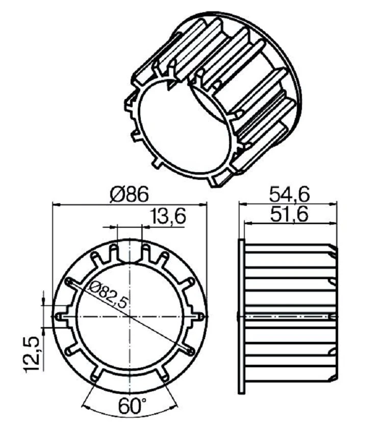 Adapterset für Nutwelle O-D85N für Rohrmotoren Becker Baureihe R mit Sensible Hinderniserkennung ,aus Kunststoffe .