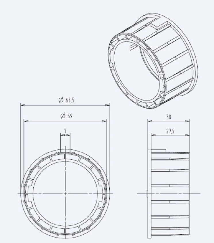 Adapterset für Nutwelle O-D85N für Rohrmotoren Becker Baureihe R mit Sensible Hinderniserkennung ,aus Kunststoffe .