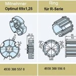 Adapterset für Nutwelle Optinut 69x 1,25mm , für Rohrmotore Becker Baureihe R