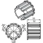 Adapterset für Nutwelle Optinut 69x 1,25mm , für Rohrmotore Becker Baureihe R