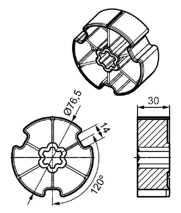 Adapterset für Nutwelle Optinut 81,8 für Rohrmotoren Becker Baureihe L Serie