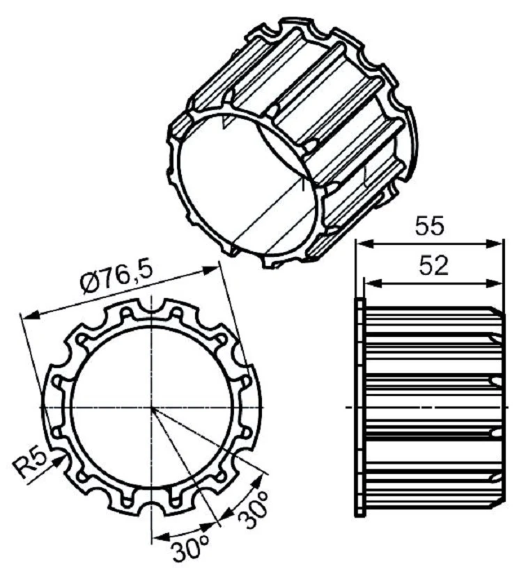 Adapterset für Nutwelle Optinut 81,8 für Rohrmotoren Becker Baureihe L Serie