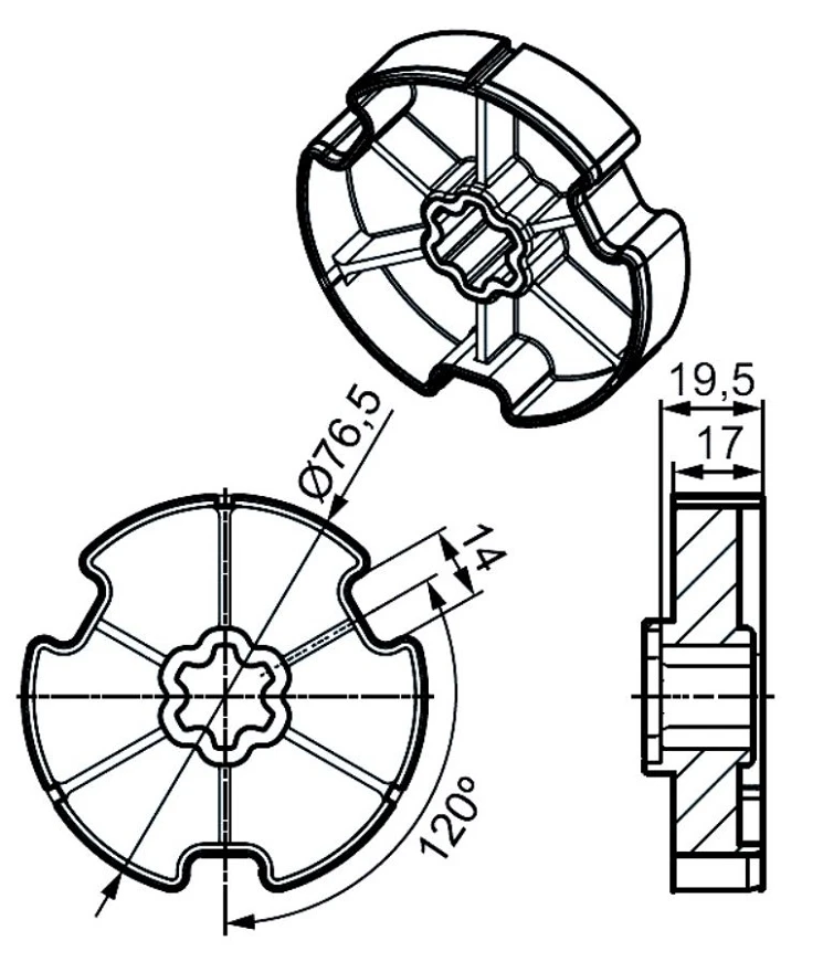 Adapterset für Nutwelle Optinut 81,8 für Rohrmotore Becker Baureihe R Serie