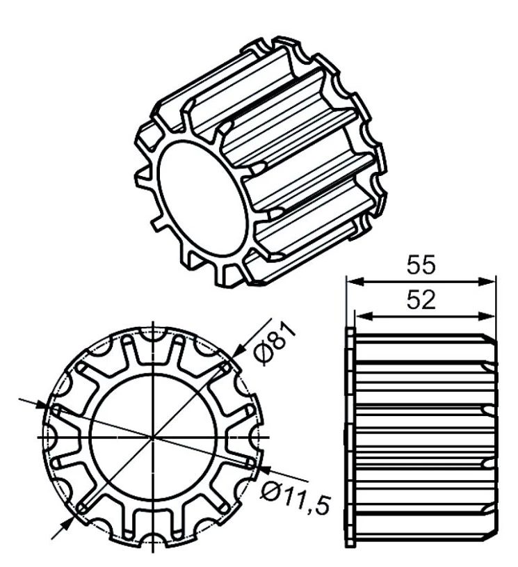 Adapterset für Nutwelle Optinut 81,8 für Rohrmotore Becker Baureihe R Serie