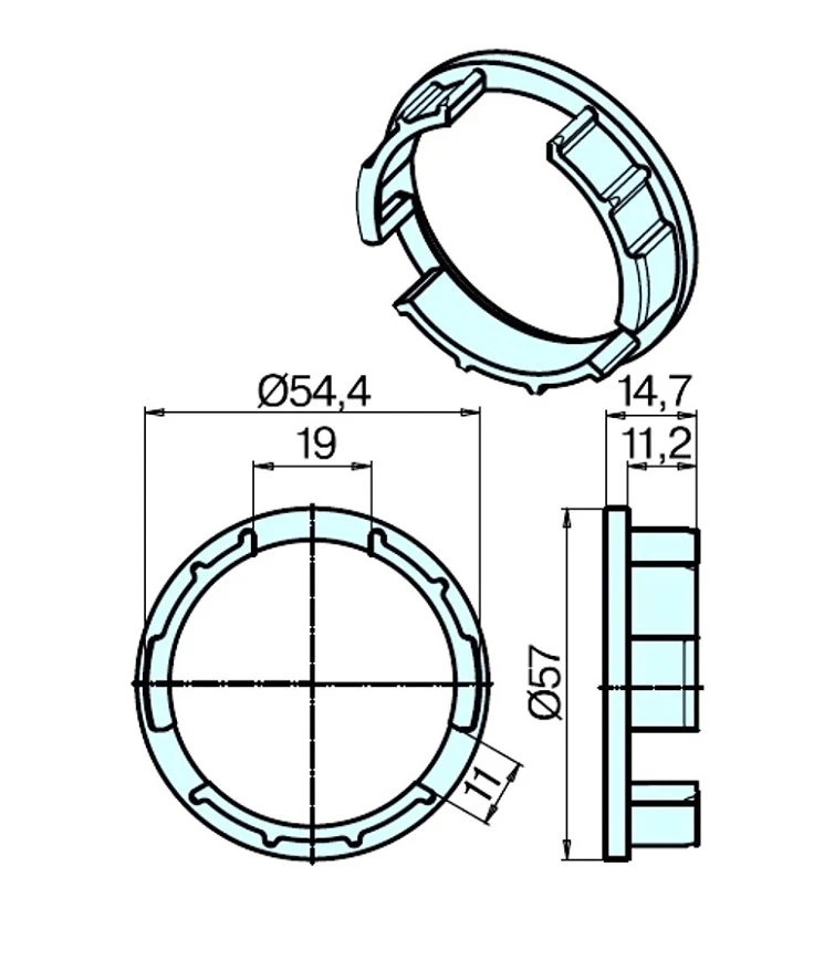 Adapterset für Nutwelle 57,5 für Rohrmotoren Becker Baureihe P und R Serie