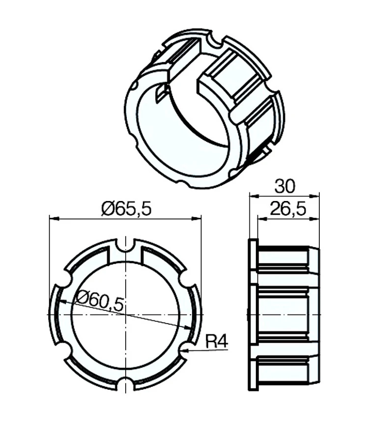 Adapterset für Nutwelle 63ND für Rohrmotoren Becker Baureihe R Serie ab 30Nm ,aus Guss