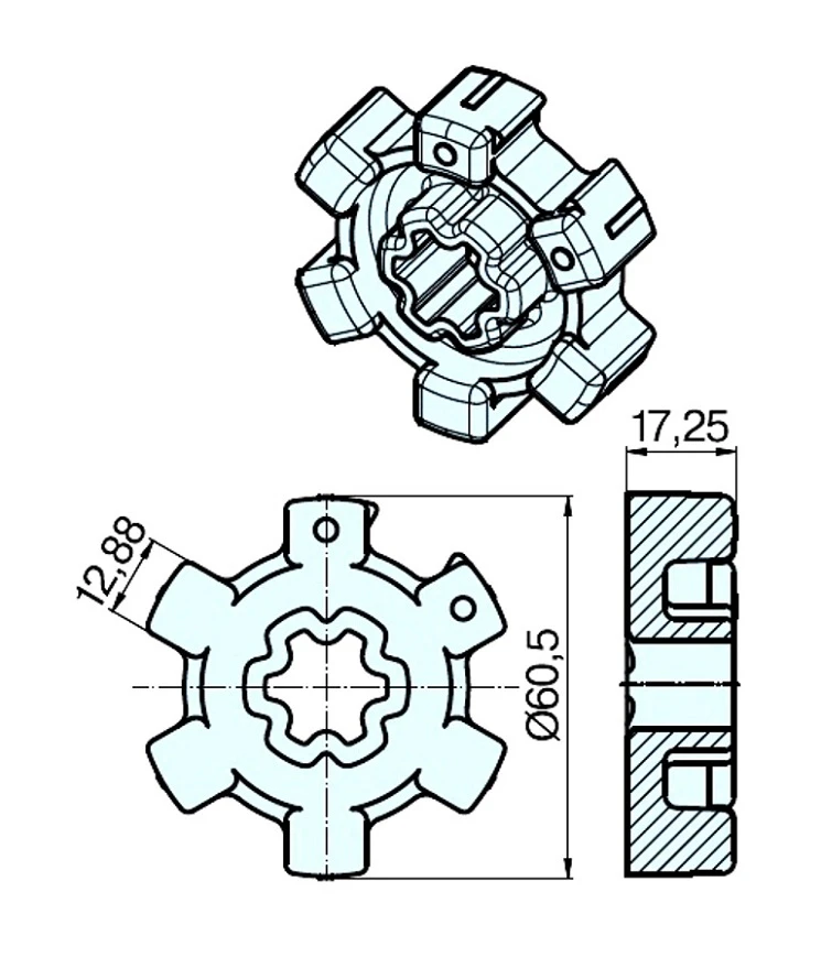 Adapterset für Nutwelle 63ND für Rohrmotoren Becker Baureihe R Serie ab 30Nm ,aus Guss