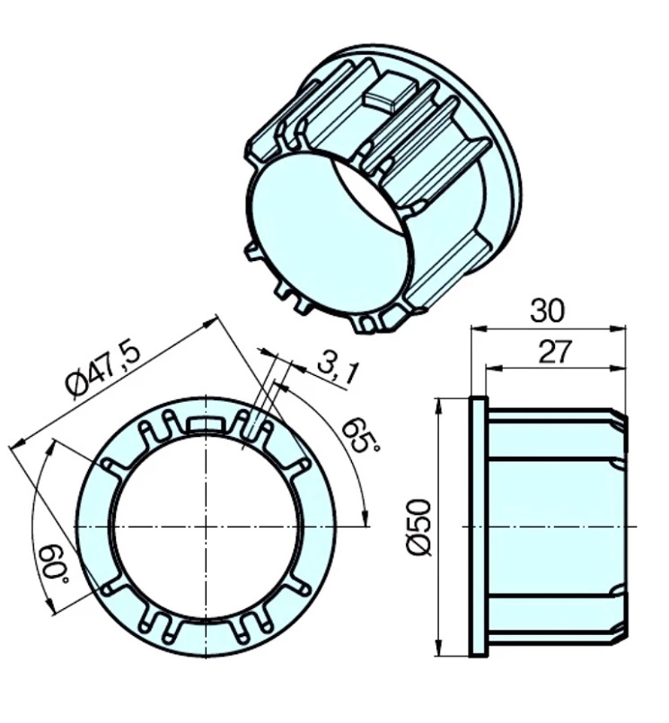 Adapterset für Profilwelle Benthin 52 + 62 , für Rohrmotoren Becker Baureihe P Serie