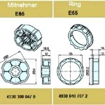 Adapterset für Profilwelle E65,für Rohrmotoren Becker Baureihe P und R Serie