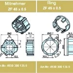 Adapterset für Profilwelle ZF45x0,5 für Rohrmotoren Becker Baureihe P Serie