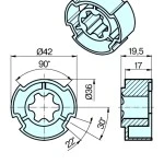 Adapterset für Profilwelle ZF47x2 für Rohrmotoren Becker Baureihe P Serie