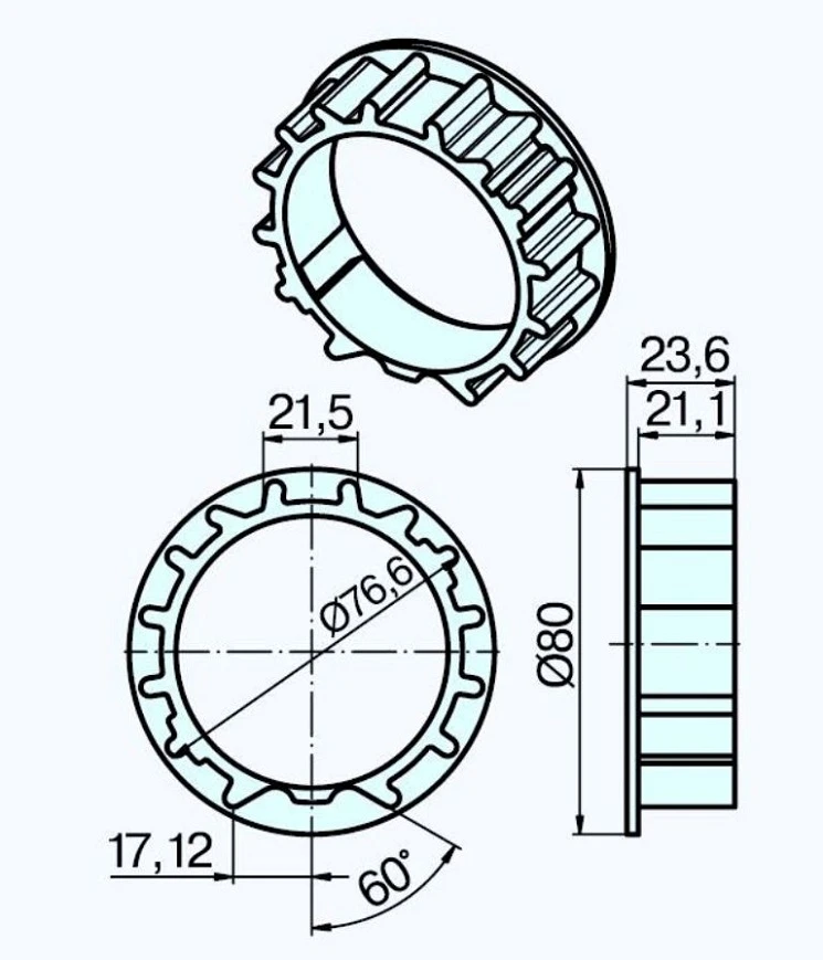 Adapterset für Profilwelle ZF80x1,2 für Rohrmotore Becker Baureihe R