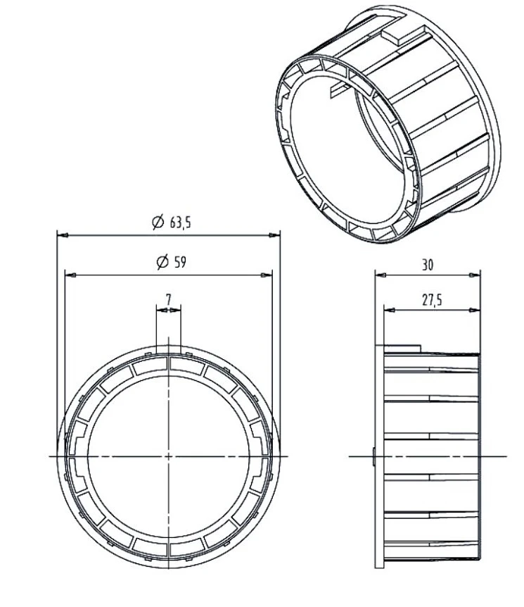 Adapterset für Profilwelle ZF80x1,2 für Rohrmotore Becker Baureihe R