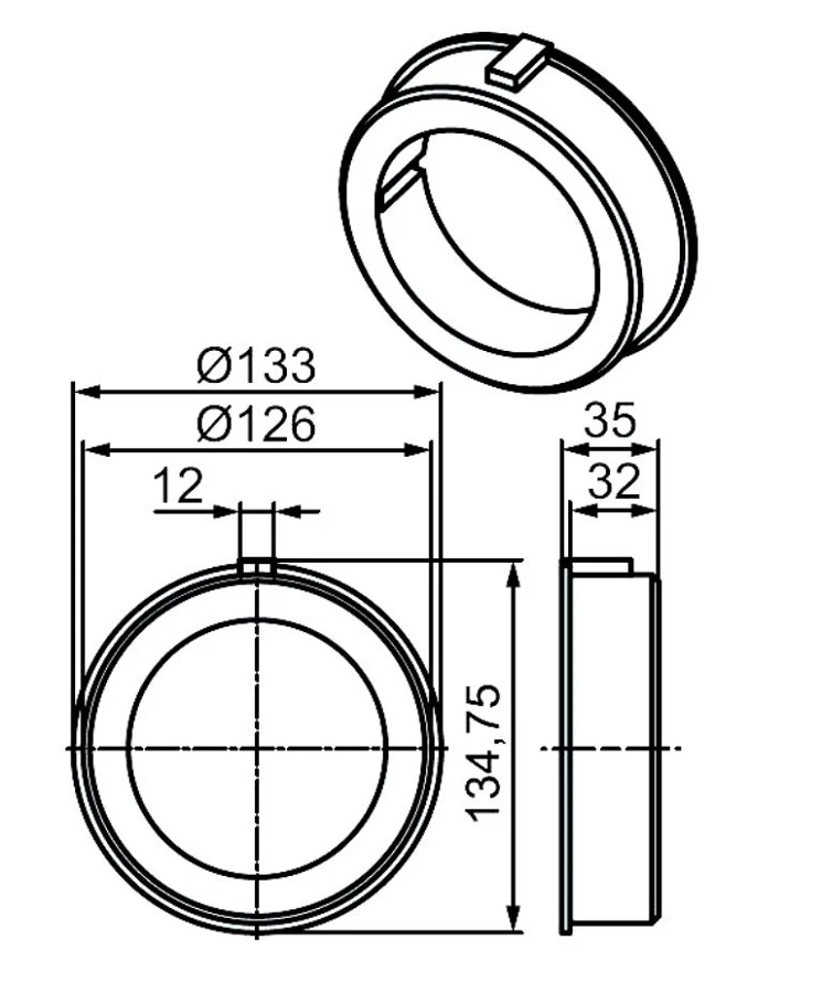 Adapterset für Rundrohr 133 x 2 , für Rohrmotoren Becker Baureihe L Serie 