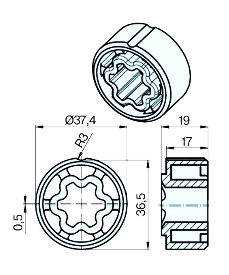 Adapterset für Rundrohr 40 x 1 / 42 x 2 ,für Rohrmotore Becker Baureihe P