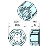 Adapterset für Rundrohr 40 x 1.3 / 40 x 1.5 , für Rohrmotore Becker Baureihe P Serie