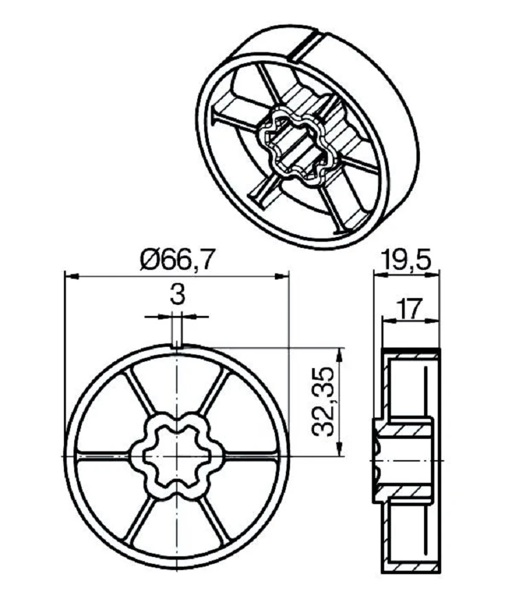 Adapterset für Rundrohr 70 x 1.5 für Rohrmotoren Becker Baureihe R Serie