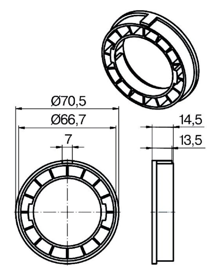 Adapterset für Rundrohr 70 x 1.5 für Rohrmotoren Becker Baureihe R Serie