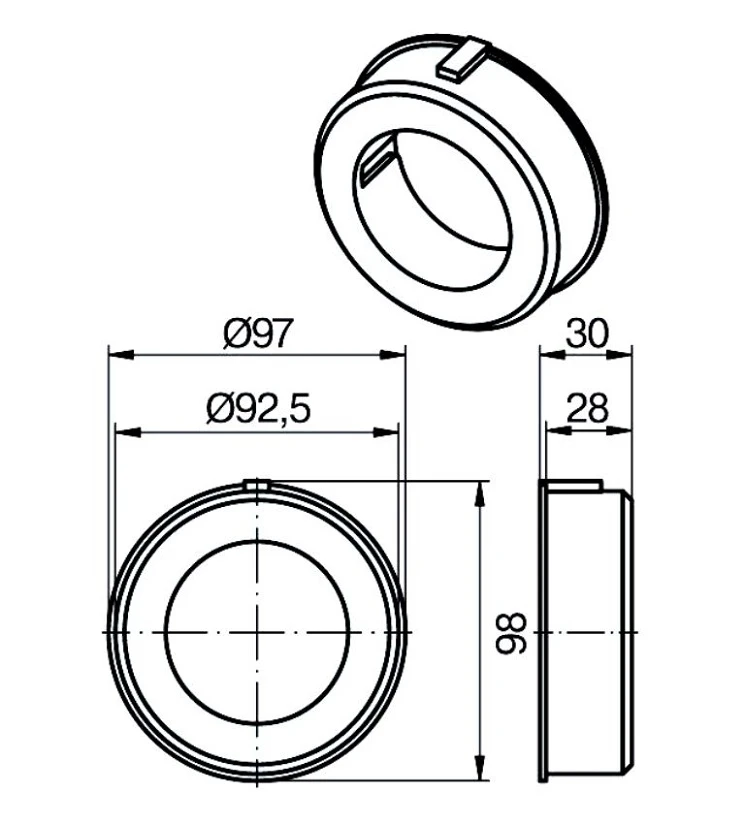 Adapterset für Rundrohr 98 x 2 ,  für Rohrmotore Becker Baureihe L Serie 