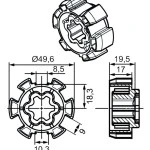 Adapterset für Rundrohr HD50 , für Rohrmotore Becker Baureihe R Serie