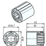 Adapterset für Rundwelle O-40 x 1,3 / 40 x 1,5 ,für Becker Rohrmotoren P Serie mit Hinderniserkennung