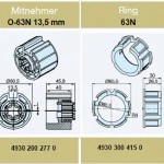 Adapterset für Nutwelle O-63N 13,5mm ,für Rohrmotoren Becker Baureihe P und R Serie mit Hinderniserkennung