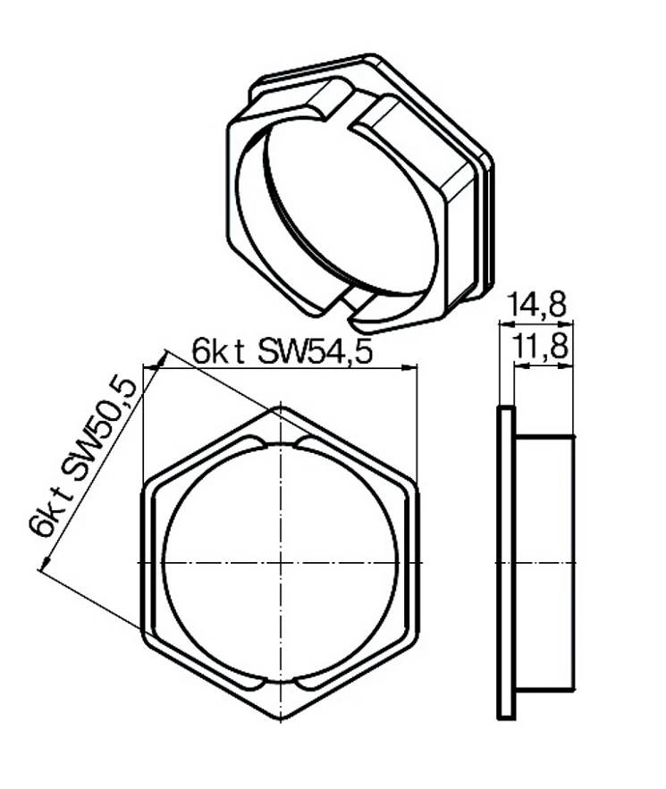 Adapterset B60 für Sechskantwelle,für Rohrmotoren Becker Baureihe P und R Serie