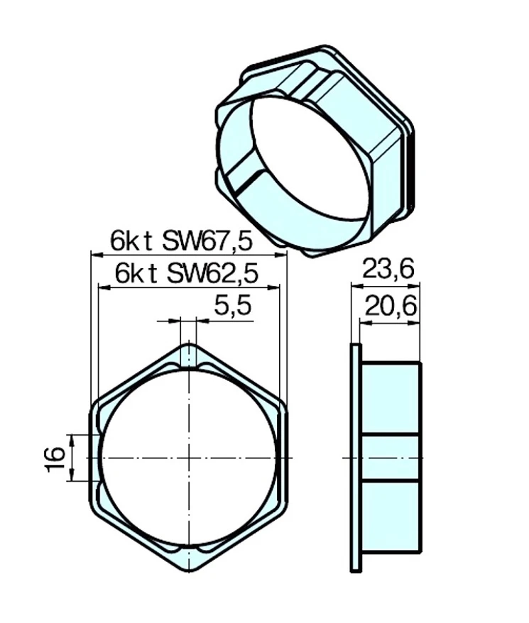 Adapterset B75 für Sechskantwelle für Rohrmotoren Becker Baureihe R Serie