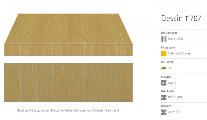 Markisentuch Multistreifen ,Sole - Gelb/Orange UPF 50+, Acryl 1 Stoff-Nr. 11707