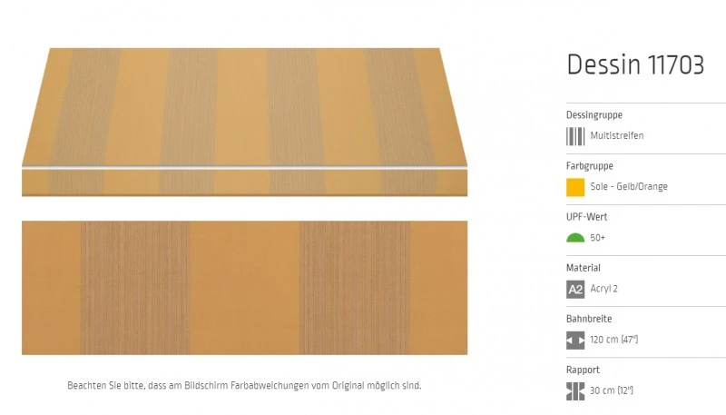 Markisentuch Multistreifen ,Sole - Gelb/Orange UPF 50+, Acryl 2, Stoff-Nr. 11703