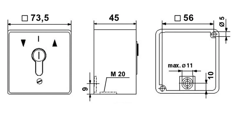 Miniatur - Schlüsseltaster Typ: MS-APZ1-1T mit 1 Tast-Kontakt IMPULS , IP 54