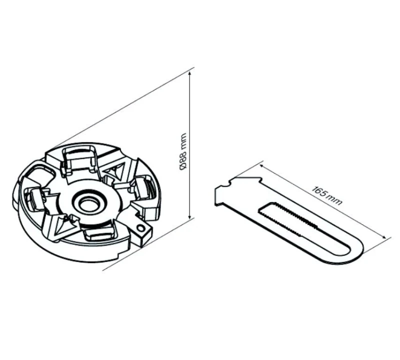 Universal-Vorbau-Spannlager für Blendkappengröße 180 – 230 - für Becker Rohrantriebe  P und R Serie bis 20Nm