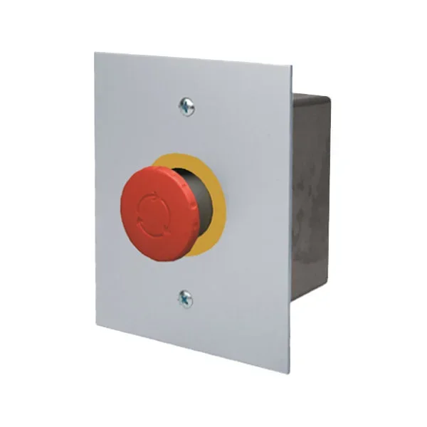 WTS - Einfach-Drucktaster aus Metall Unterputz mit rotem NOT-AUS Pilz rastend und wassergeschützt IP 65