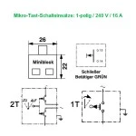 Miniatur - Schlüsseltaster Typ:  MR 1-2T mit 2 Tast-Kontakten AB/AUF, IP 54